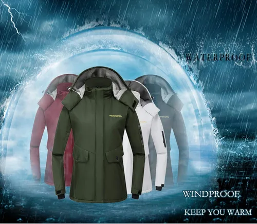 Vista 7 de Chaqueta de esquí de montaña para mujer, impermeable, forro polar, snowboard, invierno