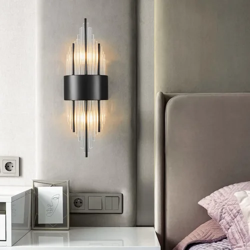 Vista 2 de Moderno aplique de pared negro con 2 luces para dormitorio, pasillo, baño, tocador, dormitorio, espejo, sala de estar, entrada, pasillo