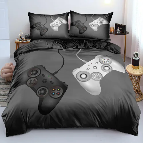 Vista 25 de Juego de funda de edredón de tamaño individual con estampado 3D de Gamepad azul para niños, fundas de edredón y fundas de almohada para dormitorio