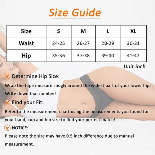 Vista 4 de Lace Thongs for Women Sexy Panties Seamless Thongs Bikini Underwear No Show T-back Tanga Hipster 6 Pack S-XL