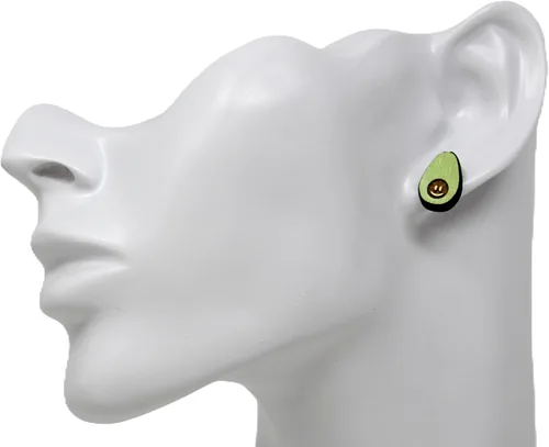 Vista 6 de Pendientes Avocuddles de Aguacate Juego de joyas de pendientes de aguacates de madera pintadas a mano