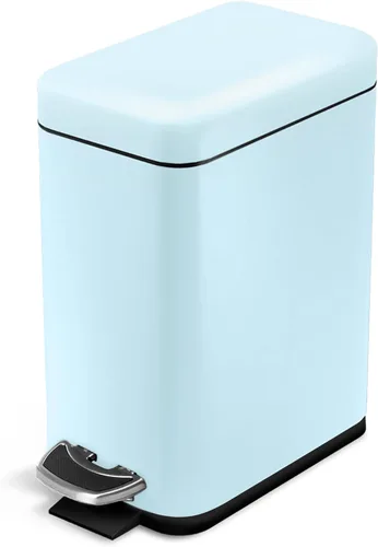 Vista 10 de Home Zone Living 1.3 galones pequeño cubo de basura para baño con tapa y pedal de paso, cesto de basura de acero inoxidable con diseño delgado