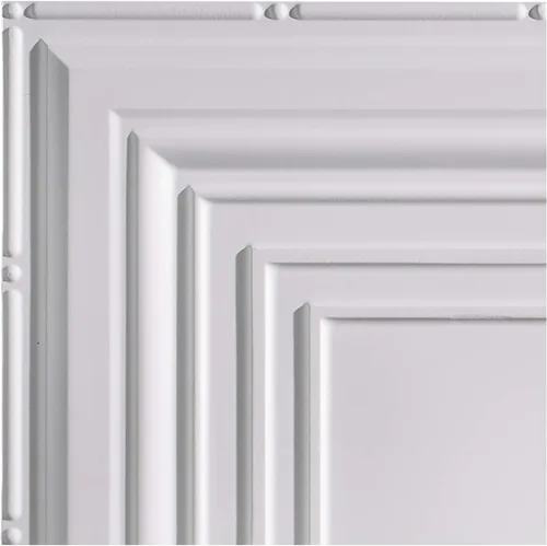 Vista 17 de FASÄDE Panel de techo decorativo de vinilo decorativo de 2 x 4 pies de estilo tradicional / patrón 3 en aluminio cepillado (paquete de 5)