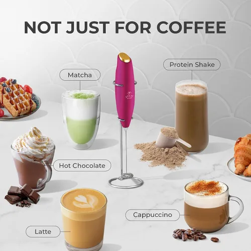 Vista 504 de Zulay Milk Boss Espumador de leche potente manual, hace espuma para latte, batidor para mezclar bebidas, café, miniespumador para capuchino, frappé