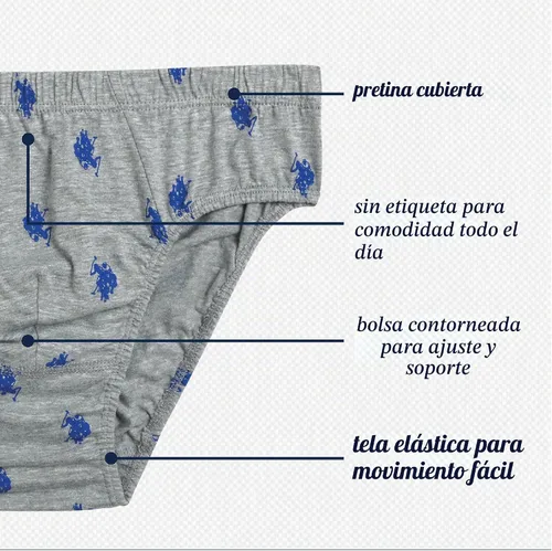 Vista 2 de U.S. POLO ASSN. Calzoncillos de bikini para hombre, paquete de 6 unidades Cuerda negra