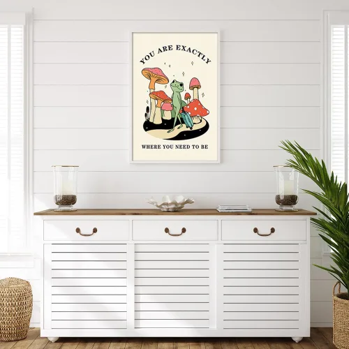 Vista 2 de FBKDVC Funny Frog You Are Exactly Where You Need To Be - Póster inspirador de acuarela, lienzo de pared, regalo motivacional para mujeres, niñas