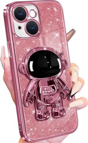 Vista 12 de Buleens Funda para iPhone 11 Pro Max Astronauta, Fundas Transparentes para iPhone 11 ProMax con Papel con Purpurina y Soporte de Astronauta, Mujeres