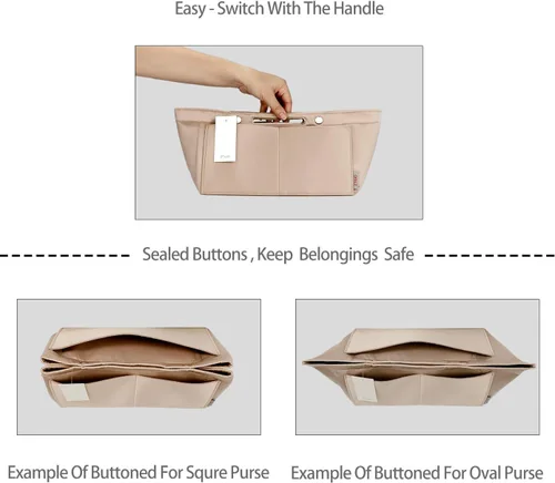Vista 2 de ZTUJO Organizador de bolso para bolso y moldeador de bolsa, organizador de bolsa para Speedy Neverful, 6 tamaños (delgado mediano, beige sedoso)