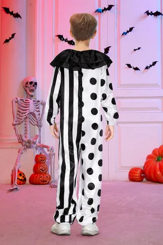Vista 6 de BesserBay Halloween Kids Scary Killer Clown White Costume 5-14 Years