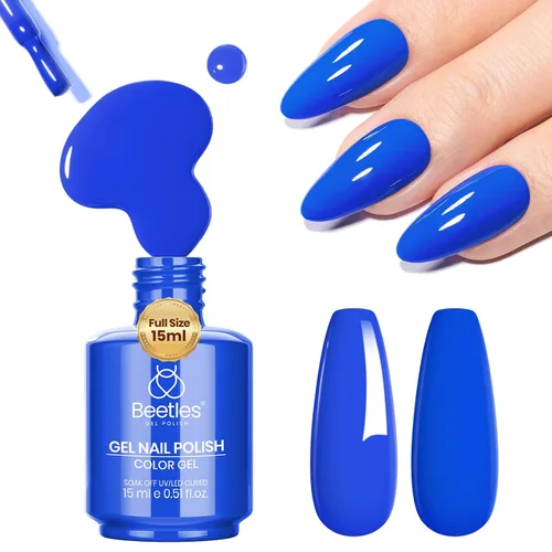 Vista 21 de Beetles - Esmalte de uñas de gel azul, 0.5 onzas líquidas, esmalte de gel azul profundo, efecto translúcido, esmalte de uñas neutro que se absorbe
