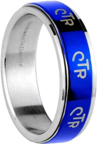 Vista 3 de J38C Tamaño 12 Anillo Spinner Azul Mormón LDS CTR