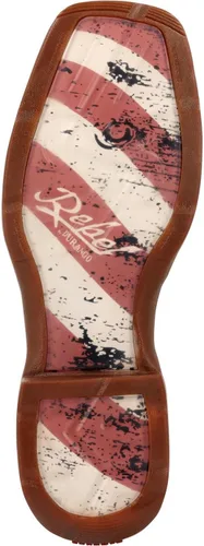 Vista 4 de Durango Botas patrióticas de tira para hombre, estilo occidental con bandera Marrón