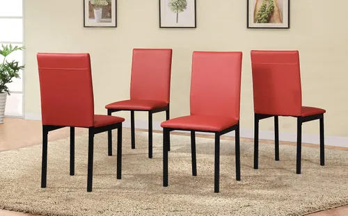Vista 9 de Roundhill Furniture Noyes - Silla de comedor de piel sintética con marco de metal, juego de 4, color negro