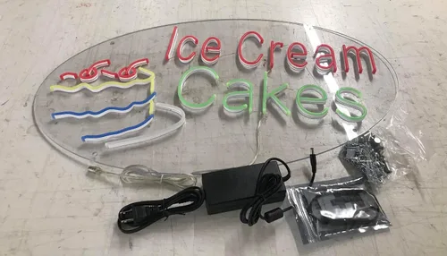 Vista 4 de Cartel de neón LED Ice Cream Cakes de 28 pulgadas de largo x 16 pulgadas de alto #34433