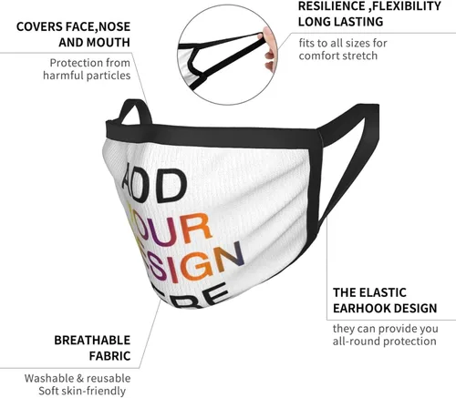 Vista 5 de Máscara de bandana para la cara con texto personalizado con imagen de texto personalizado Funda de cuello transpirable personalizable