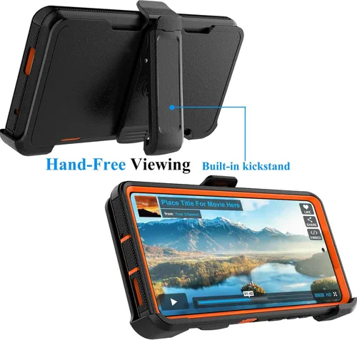 Vista 3 de Njjex - Funda para Moto Edge 2023/Edge 5G UW 2023/Edge 40 Pro con clip para cinturón Naranja