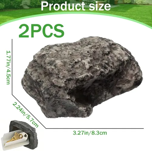 Vista 4 de Ocultar una llave exterior realista, llave de roca segura, impermeable, para ocultar llaves falsas, para jardín, patio, 2