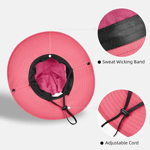 Vista 43 de Rosoz Sombreros de cola de caballo para mujer, protección UV, ala ancha 1 paquete-negro