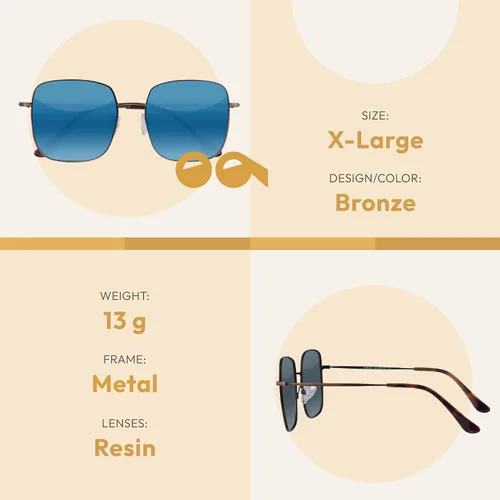 Vista 3 de EYEBUYDIRECT Oversized Sunglasses, Metal Sunglasses for Women and Men with Scratch-Resistant Lens Coating and UV Protection