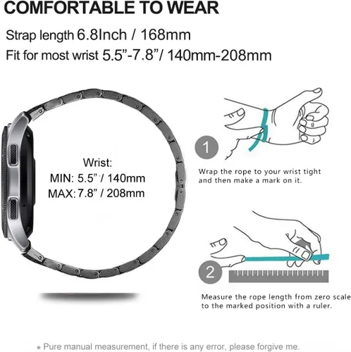 Vista 5 de DEALELE Correas compatibles con Samsung Galaxy Watch de 1.81 pulgadas / Gear S3 Frontier/Classic, correa de metal con diamantes de imitación 2# negro