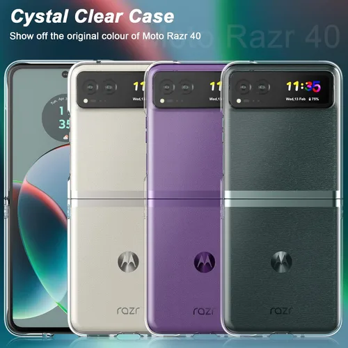 Vista 7 de Feitenn Funda para Moto Razr 2023, delgada y rígida de policarbonato a prueba de golpes, protector de pantalla flexible interior, película