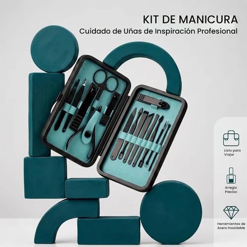 Vista 8 de Utopia Care Juego de manicura profesional para cortaúñas Negro