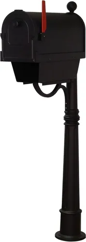 Vista 3 de Savannah - Buzón con tubo de papel con poste Ashland, buzón de aluminio negro con poste - SCS2014-SPK600-BLK