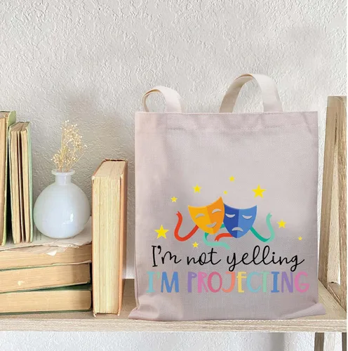 Vista 3 de BDPWSS Bolsa de teatro Drama Actor Actriz Regalo Comedia Tragedia Máscara Bolsa de teatro Bolsa de viaje I'm Not Yelling I'm Projecting