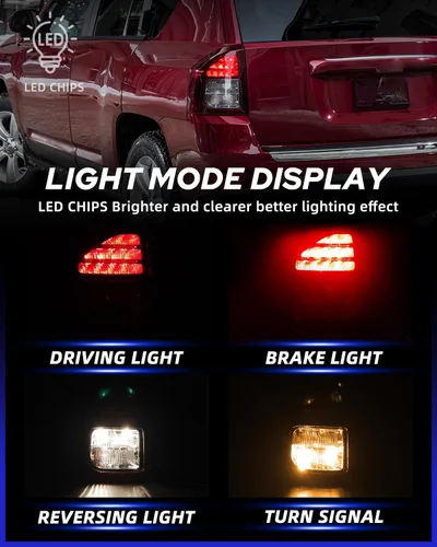 Vista 2 de AUTOONE - Para 2014 2015 2016 2017 Jeep Compass luces traseras de fábrica con bombillas, lado del conductor (LH)