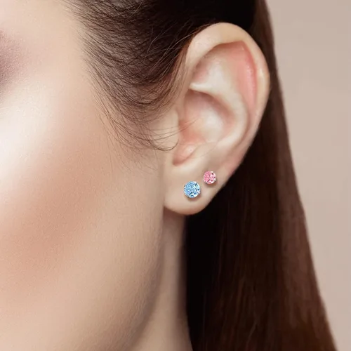 Vista 5 de YSWUJIN Aretes de titanio G23, hipoalergénicos para mujeres, niñas, hombres, orejas sensibles, circonita cúbica, pulido de alta calidad con parte