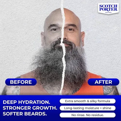 Vista 4 de Scotch Porter Acondicionador restaurador de barba sin enjuague, suavizante acondicionador profundo con sensación ligera, reduce el encrespamiento