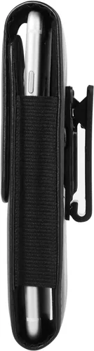 Vista 5 de Funda vertical negra para teléfono celular con clip para cinturón compatible con Apple iPhone 12 Pro Max Huawei P40 Pro Motorola G Fast E Edge+ LG