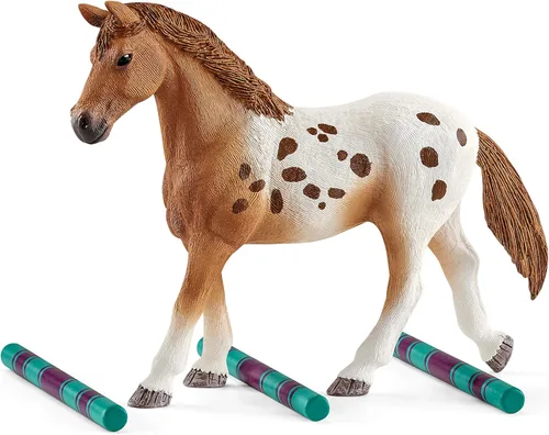 Vista 4 de Schleich Horse Club, juguetes de caballo para niñas y niños, juego de caballos de entrenamiento de torneo de Lisa con juguetes de caballo Appaloosa