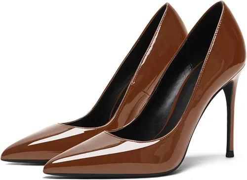 Vista 3 de Eldof Zapatos de tacón alto para mujer con punta puntiaguda y tacón alto, clásicos, sin cordones, de 4 pulgadas, para boda, fiesta, oficina