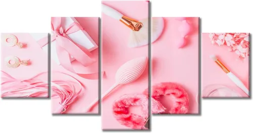 Vista 33 de Póster abstracto de labios de niña, cuadros dorados sobre lienzo, arte de pared, hermosos pósteres e impresiones en lienzo de 5 piezas, arte