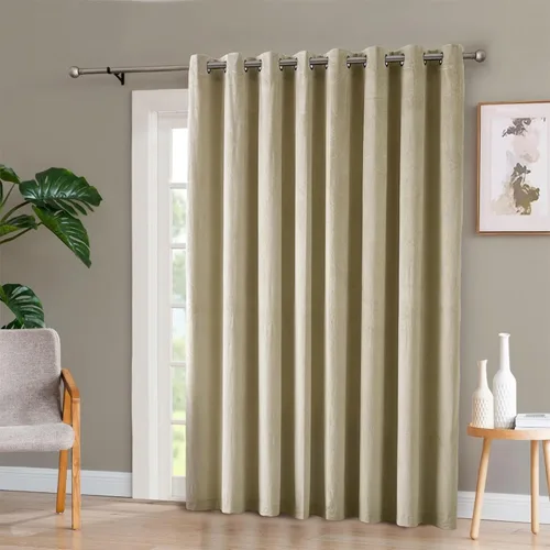 Vista 10 de Warm Home Designs Cortinas de terciopelo beige suave con diseño de damasco en relieve de 84 pulgadas de largo. Cortinas opacas de terciopelo