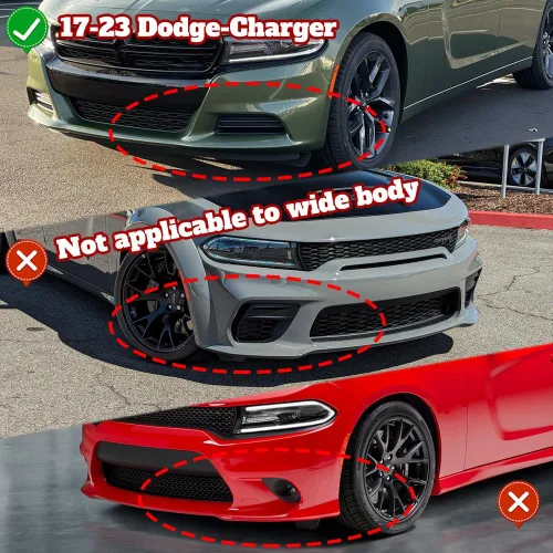 Vista 6 de Q1-TECH, borde de parachoques delantero compatible con Dodge Charger SXT 2015-2023, alerón de parachoques delantero, kit de cuerpo de barbilla