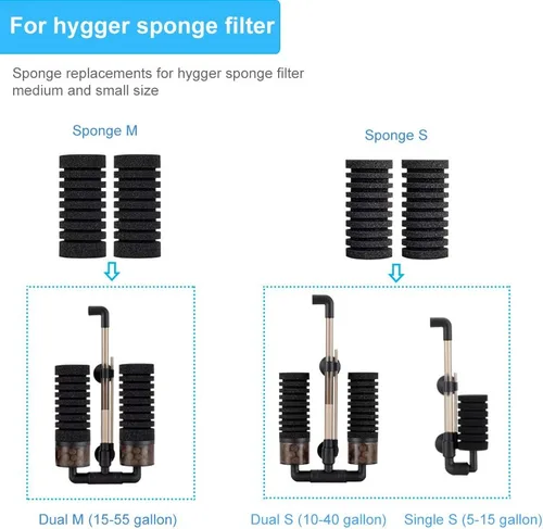 Vista 3 de hygger Paquete de 4 esponjas de repuesto para filtro de esponja doble para acuario (S)