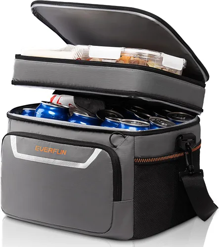 Vista 12 de EVERFUN Pequeña bolsa más fresca 24 latas doble cubierta impermeable Negro