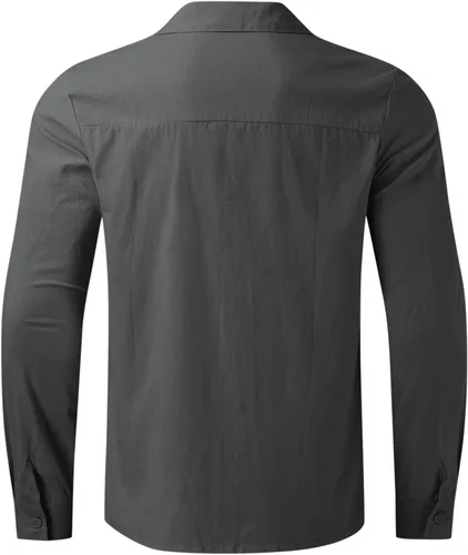 Vista 5 de Mens Shirts Summer Cotton Linen Long Sleeve Button Down Shirt Casual Stylish Solid Work Shirt Trendy Clothes 2023