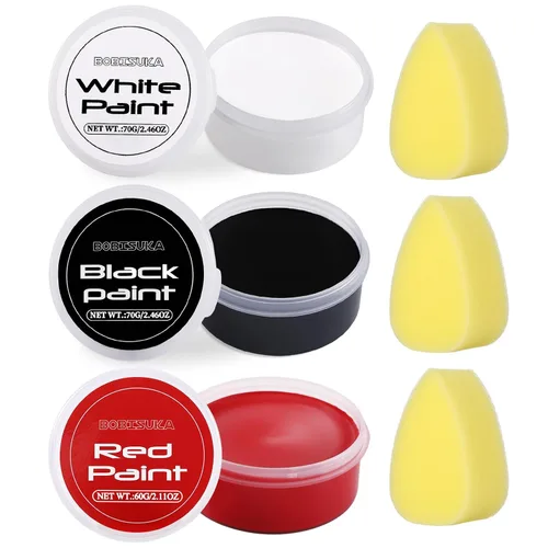 Vista 11 de BOBISUKA Kit de pintura facial a base de aceite para Halloween, en blanco y negro, pintura facial para adultos, no tóxica, de gran capacidad