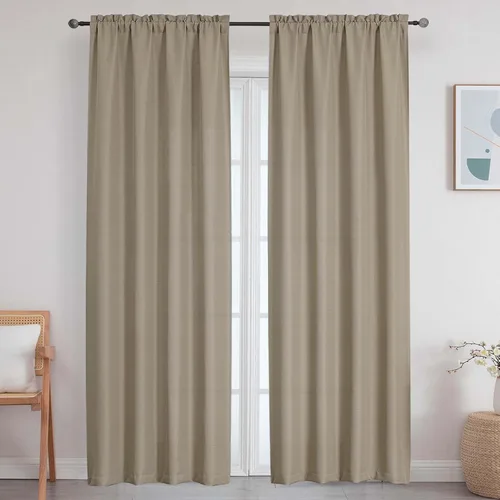 Vista 21 de Cortinas de lino para dormitorio y sala de estar de 96 pulgadas de largo, juego de 2 paneles, con bolsillo para cortinero, filtrado de luz, textura