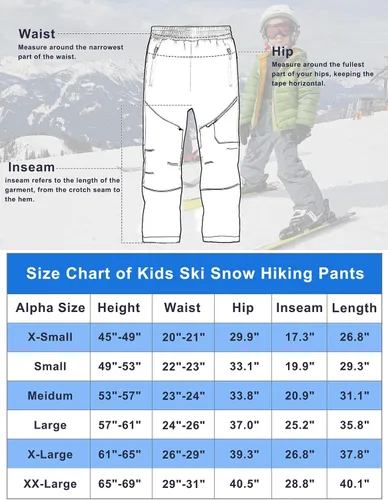 Vista 7 de Dizoboee Pantalones de nieve para niños, impermeables, con forro polar, cálidos, aislados, para invierno y exteriores, pantalones de senderismo