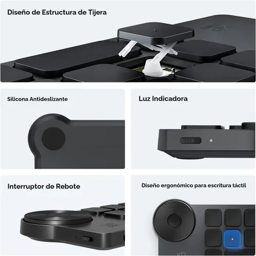 Vista 5 de XPPen Mini Keydial ACK05 Teclado de acceso directo inalámbrico Bluetooth programable Express Control remoto con dial y teclas expresas