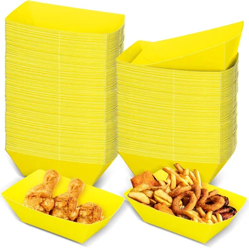 Vista 14 de Uiifan 200 bandejas de papel desechables para alimentos y barcos, resistentes a la grasa, bandeja de cartón para perros calientes, soporte para Azul