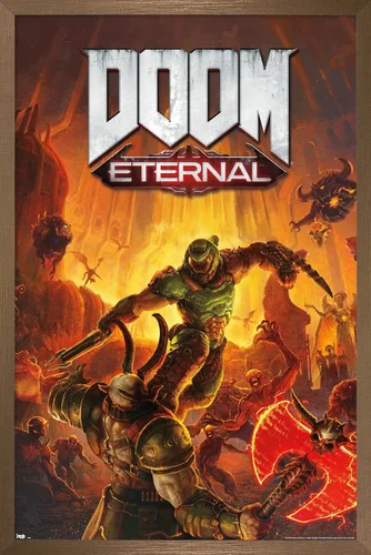 Vista 16 de Trends International Doom Eternal - Póster de pared Marauder, 22.4 pulgadas de largo x 14.7 pulgadas, versión enmarcada en madera de granero
