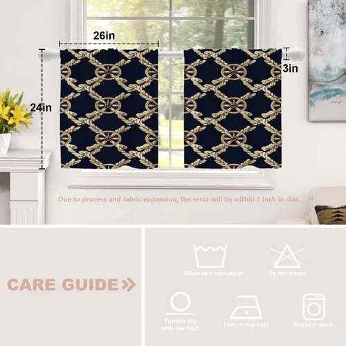 Vista 355 de Shrahala Orange Autumn Autumn Blackout Curtain Tiers, Fall Kitchen Valance Light Blocking Tier Drapes with Rod Pocket, 2 Pack 26 X 24 in