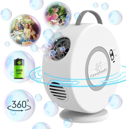 Vista 8 de Bubble Machine for Kids and Toddlers, 360° Bubble Blower for Outdoor Play Negro