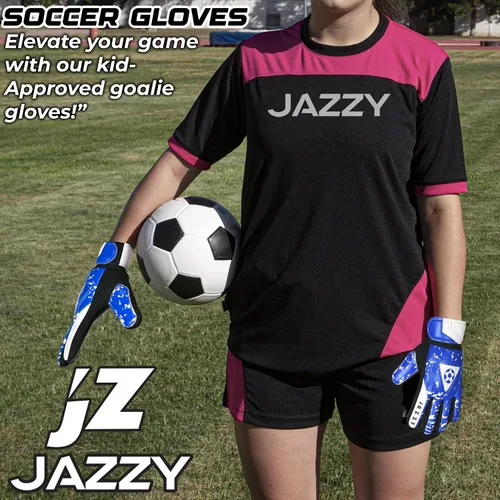 Vista 6 de Guantes de portero juvenil con doble protección para la muñeca, material de látex antideslizante Azul