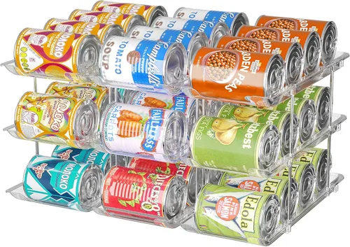 Vista 6 de Organizador de latas para despensa, 3 juegos de 4 niveles, organizador de almacenamiento de latas, organizador de latas de soda para refrigerador